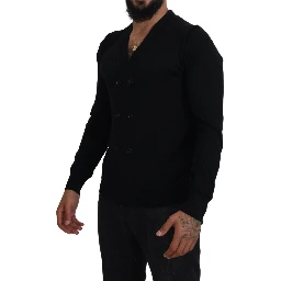 Black Cashmere Button Down Cardigan Sweater