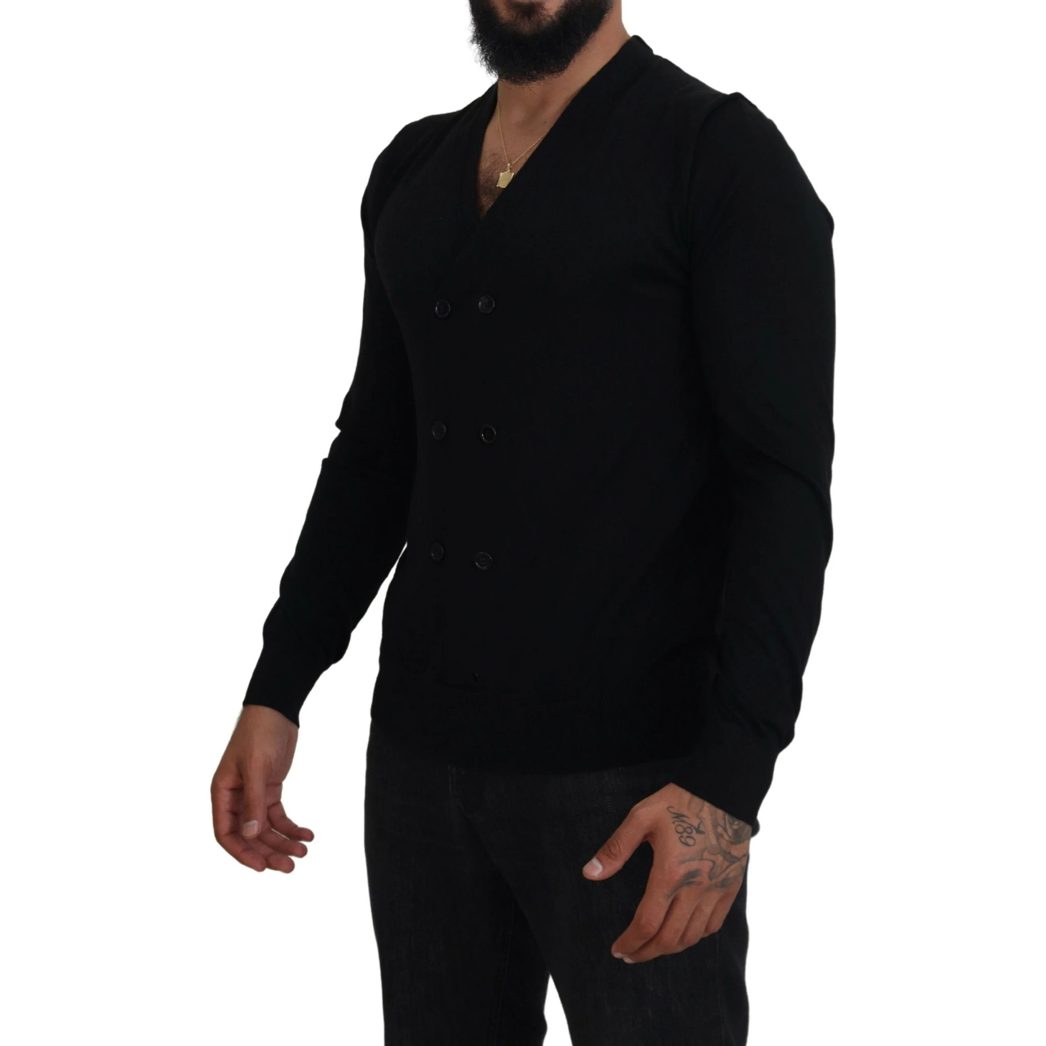 Black Cashmere Button Down Cardigan Sweater