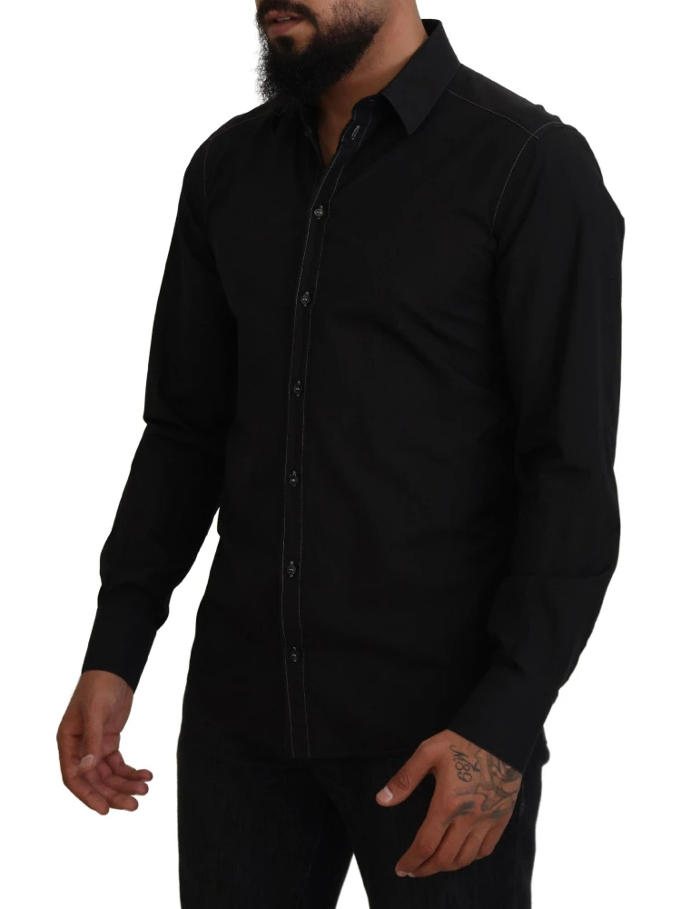Black Cotton Collared Long Sleeve GOLD Shirt alternative