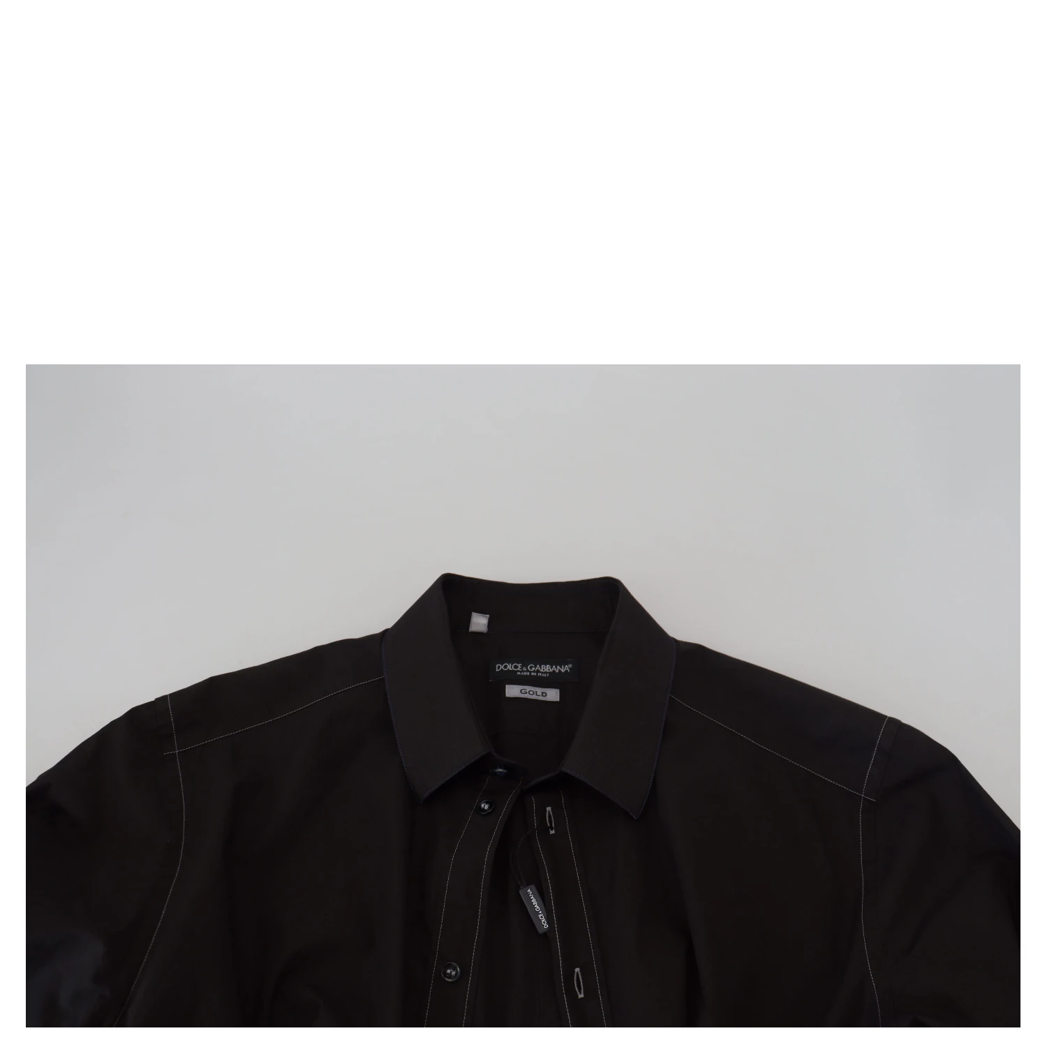 Black Cotton Collared Long Sleeve GOLD Shirt