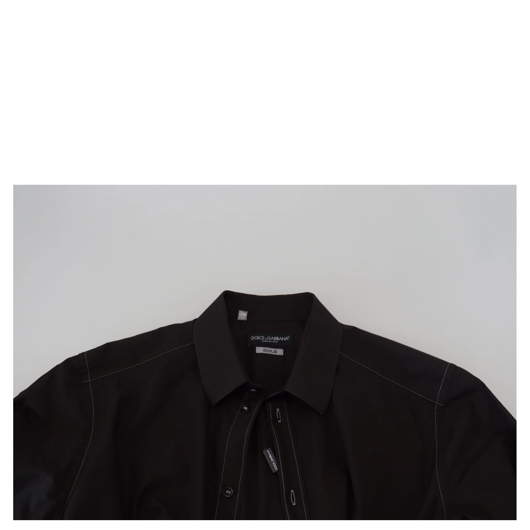 Black Cotton Collared Long Sleeve GOLD Shirt