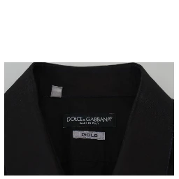 Black Cotton Collared Long Sleeve GOLD Shirt