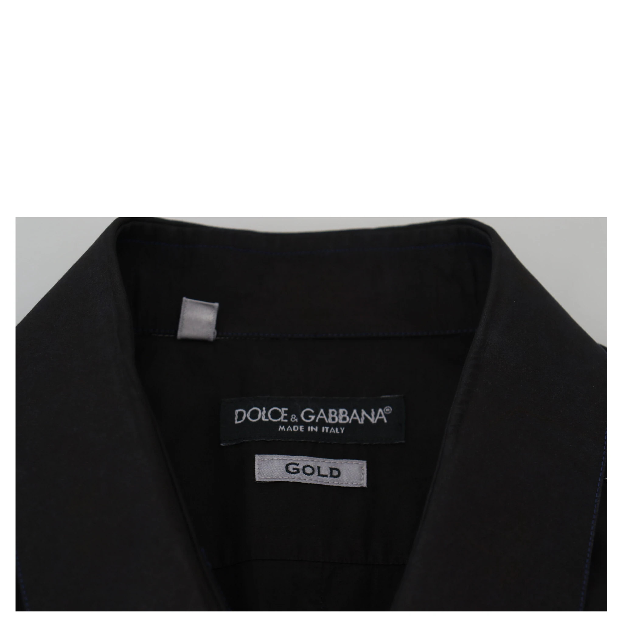 Black Cotton Collared Long Sleeve GOLD Shirt