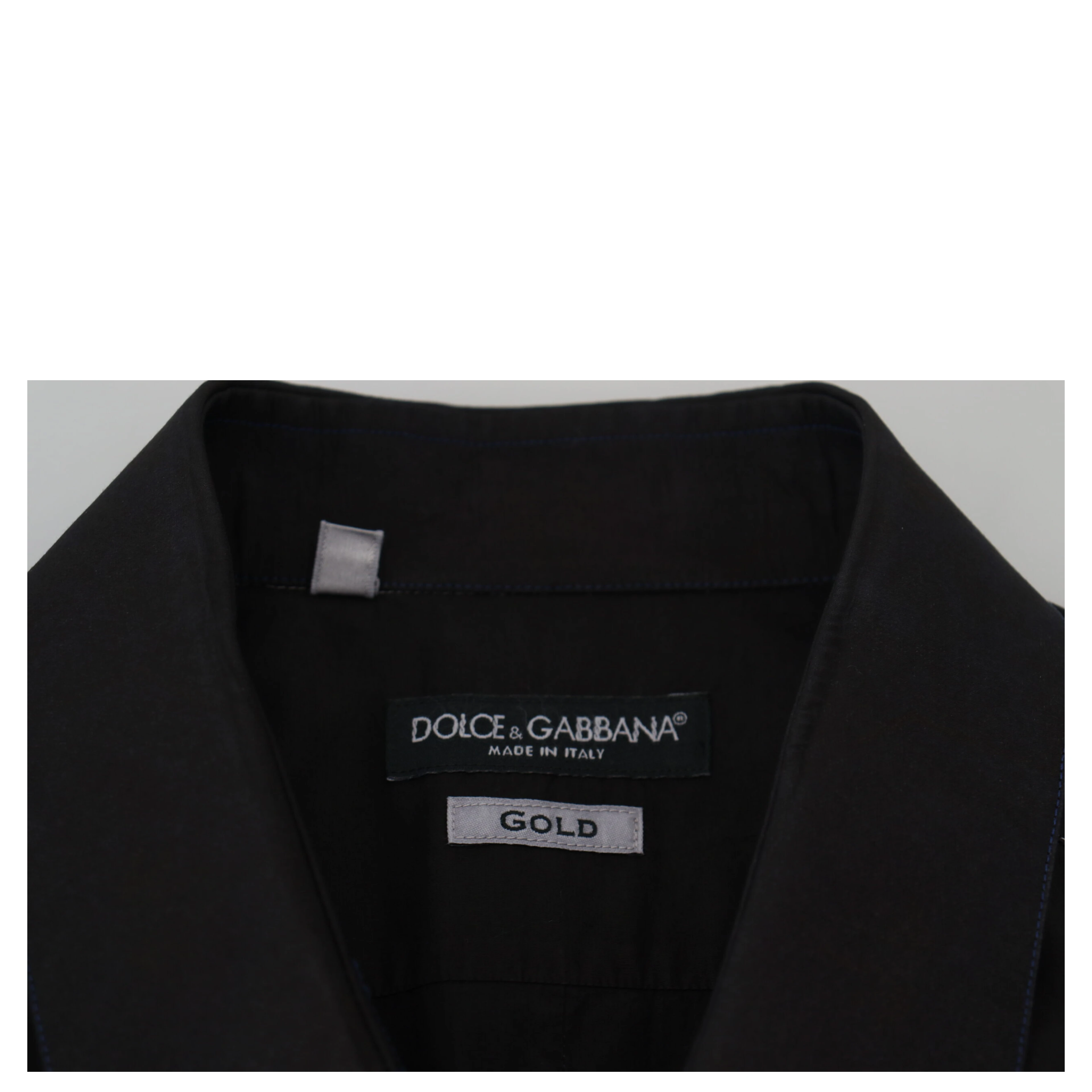Black Cotton Collared Long Sleeve GOLD Shirt