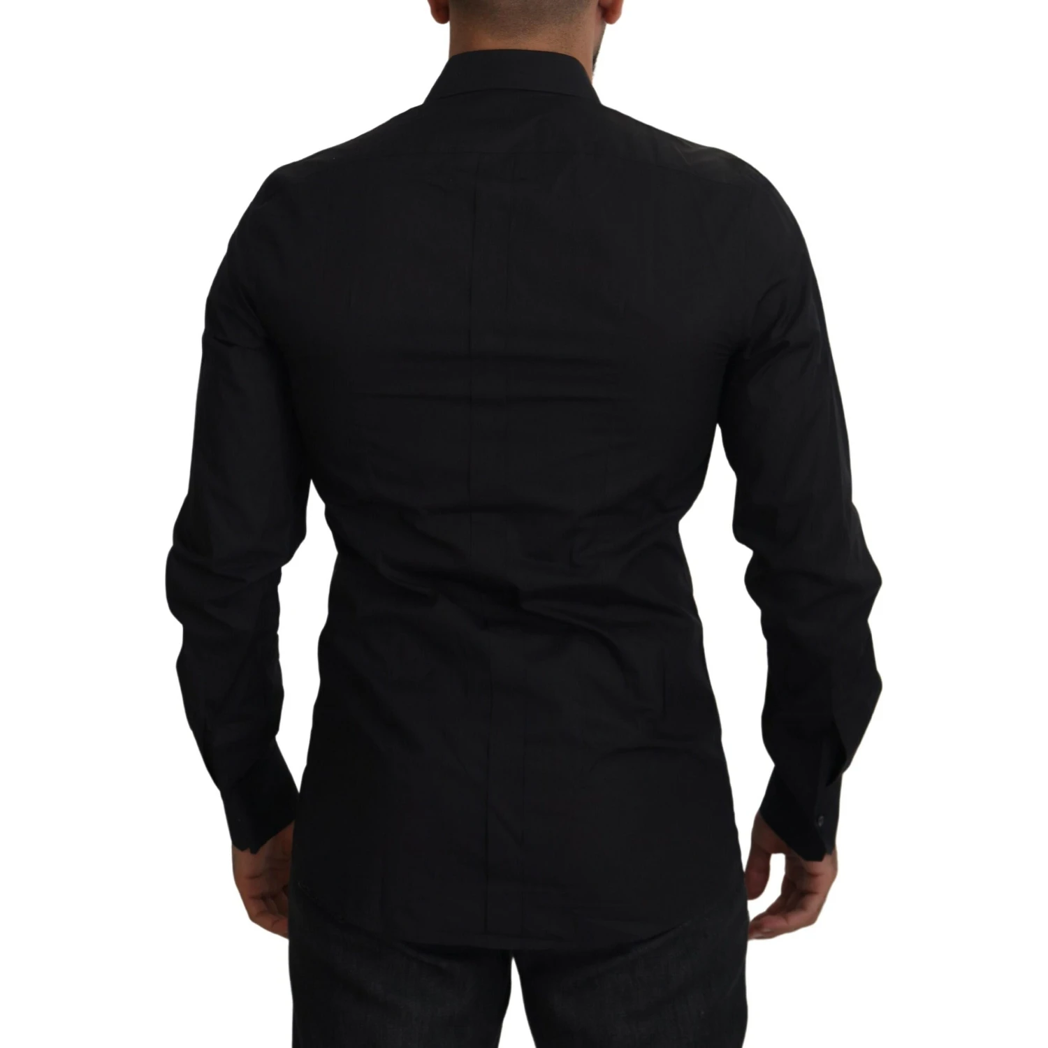 Black Floral Embroidery Men Long Sleeves GOLD Shirt