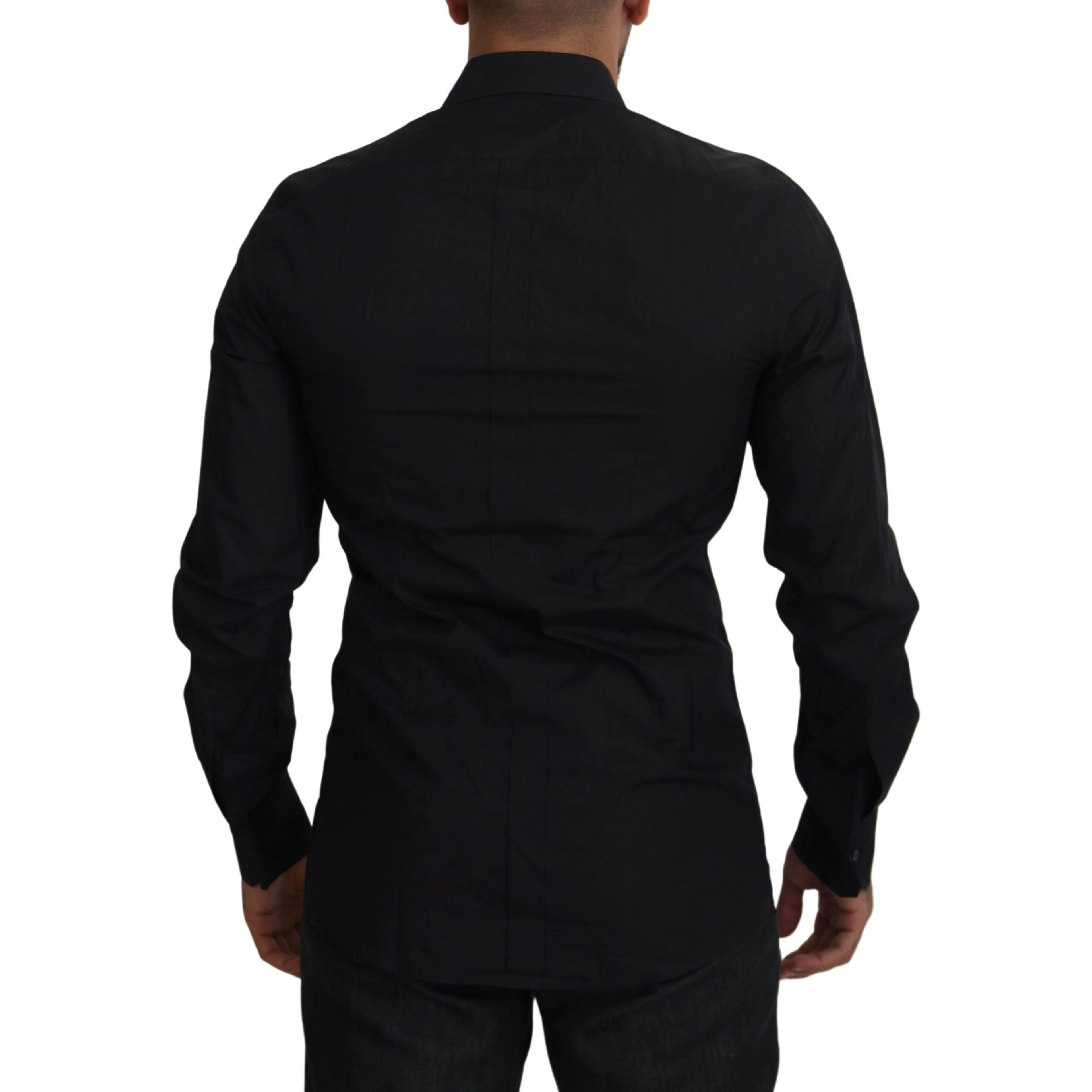 Black Floral Embroidery Men Long Sleeves GOLD Shirt