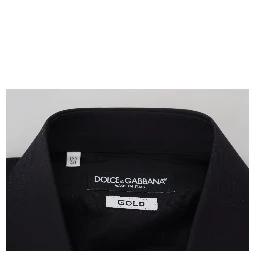 Black Floral Embroidery Men Long Sleeves GOLD Shirt