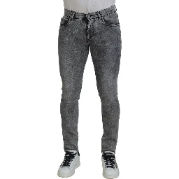 Grey Washed Cotton Slim Fit Men Denim Jeans