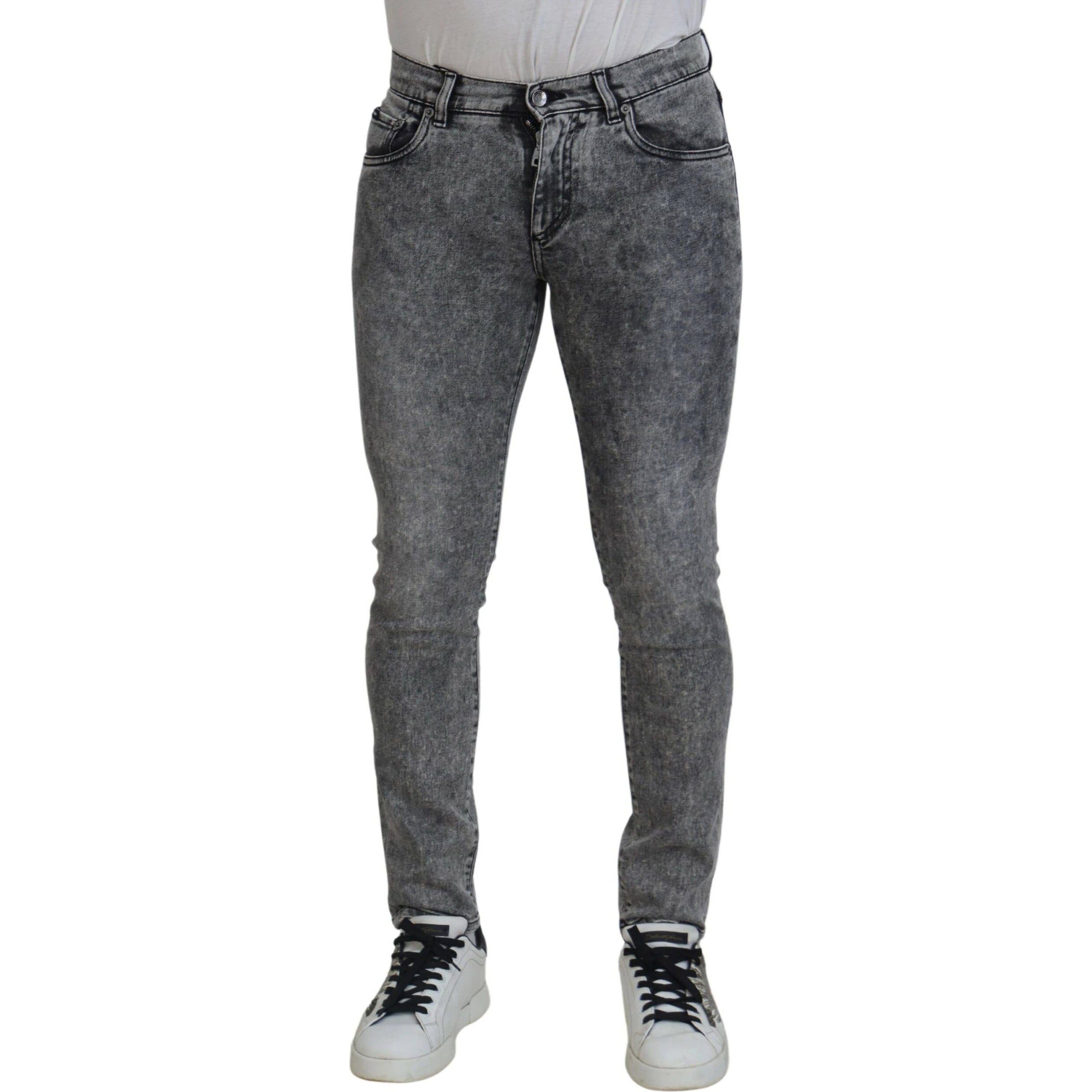 Grey Washed Cotton Slim Fit Men Denim Jeans