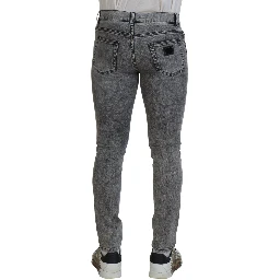Grey Washed Cotton Slim Fit Men Denim Jeans