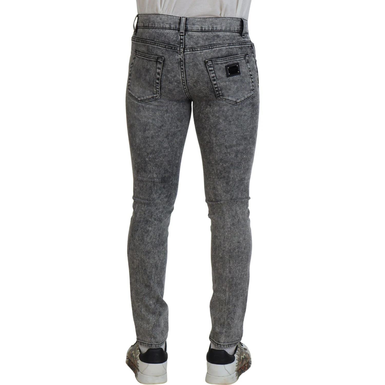 Grey Washed Cotton Slim Fit Men Denim Jeans