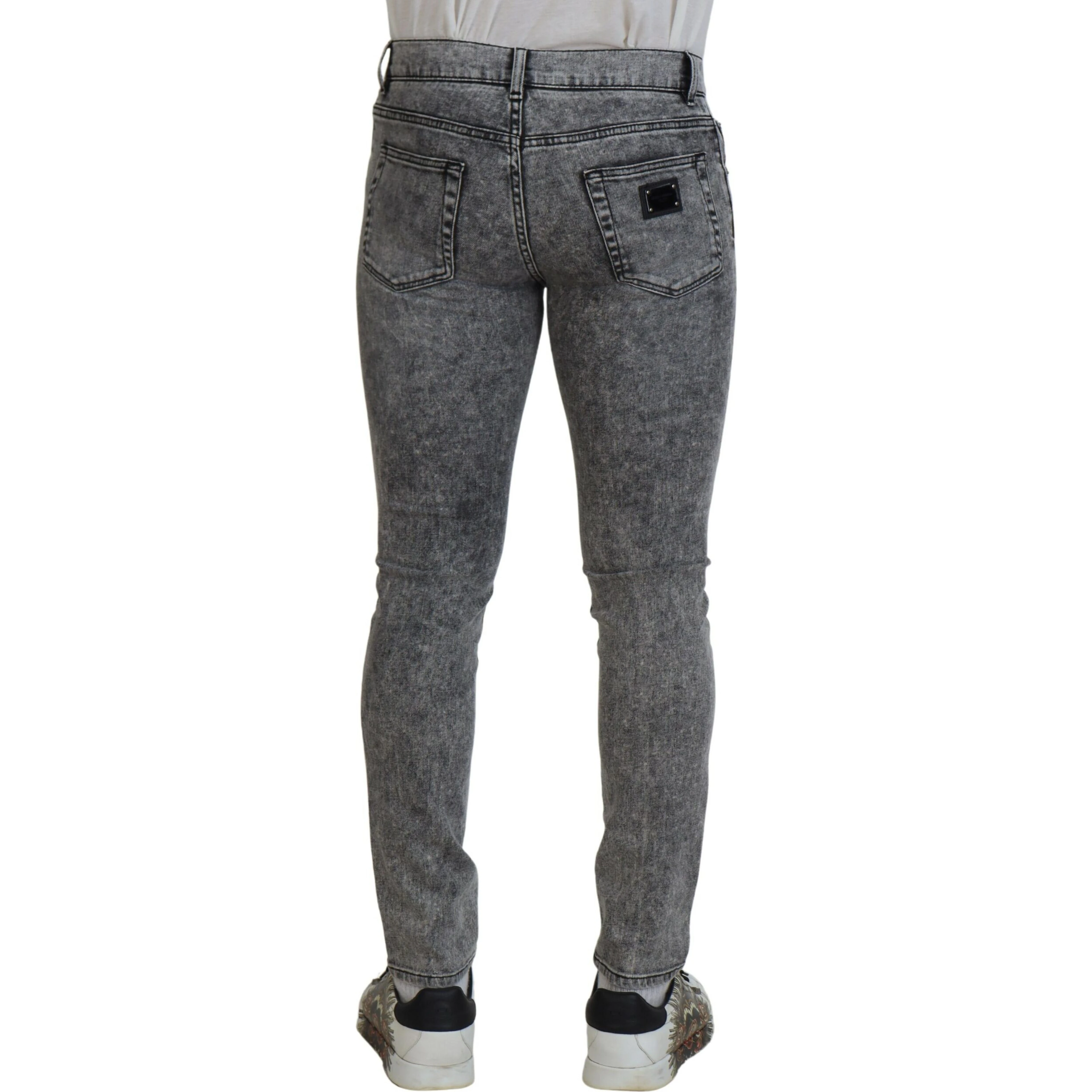 Grey Washed Cotton Slim Fit Men Denim Jeans