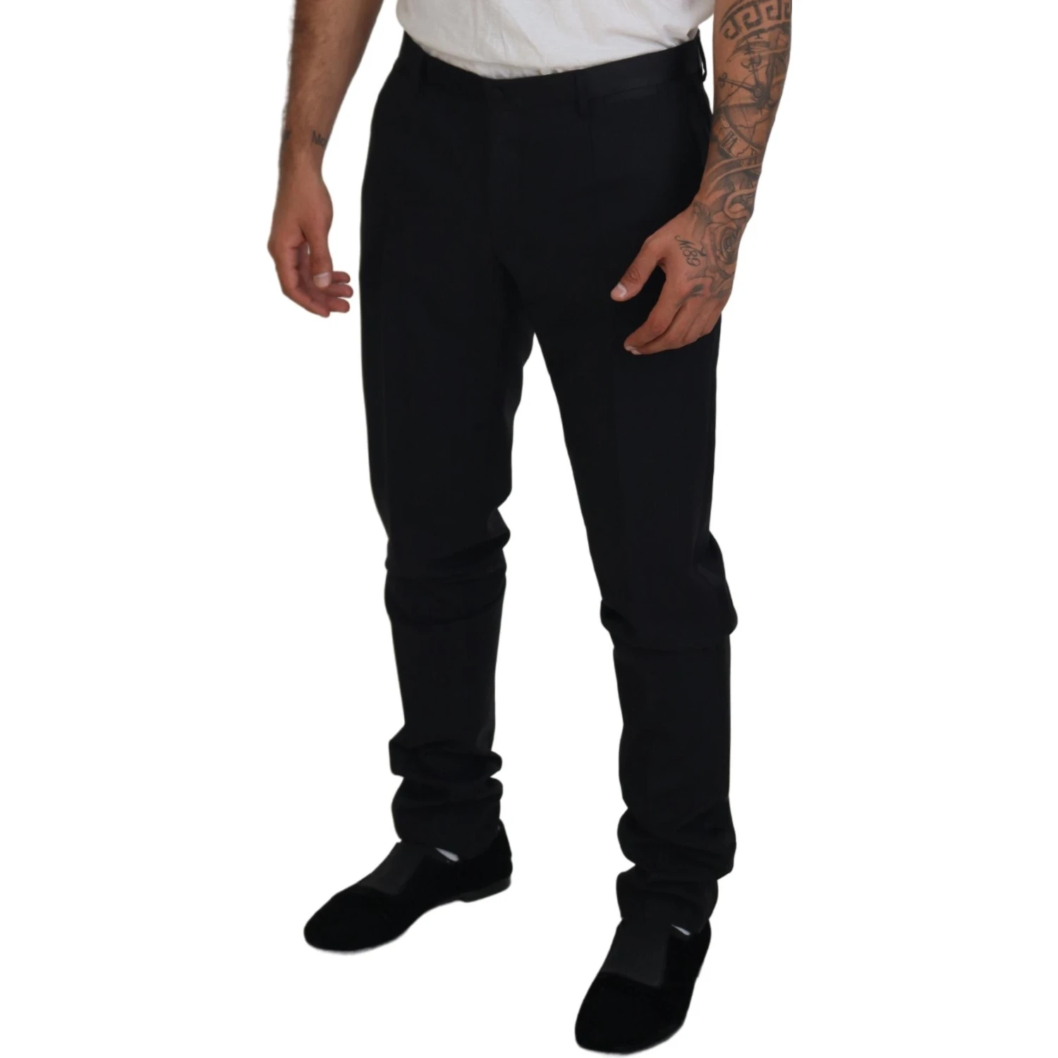 Black Wool Chino Dress Formal Pants