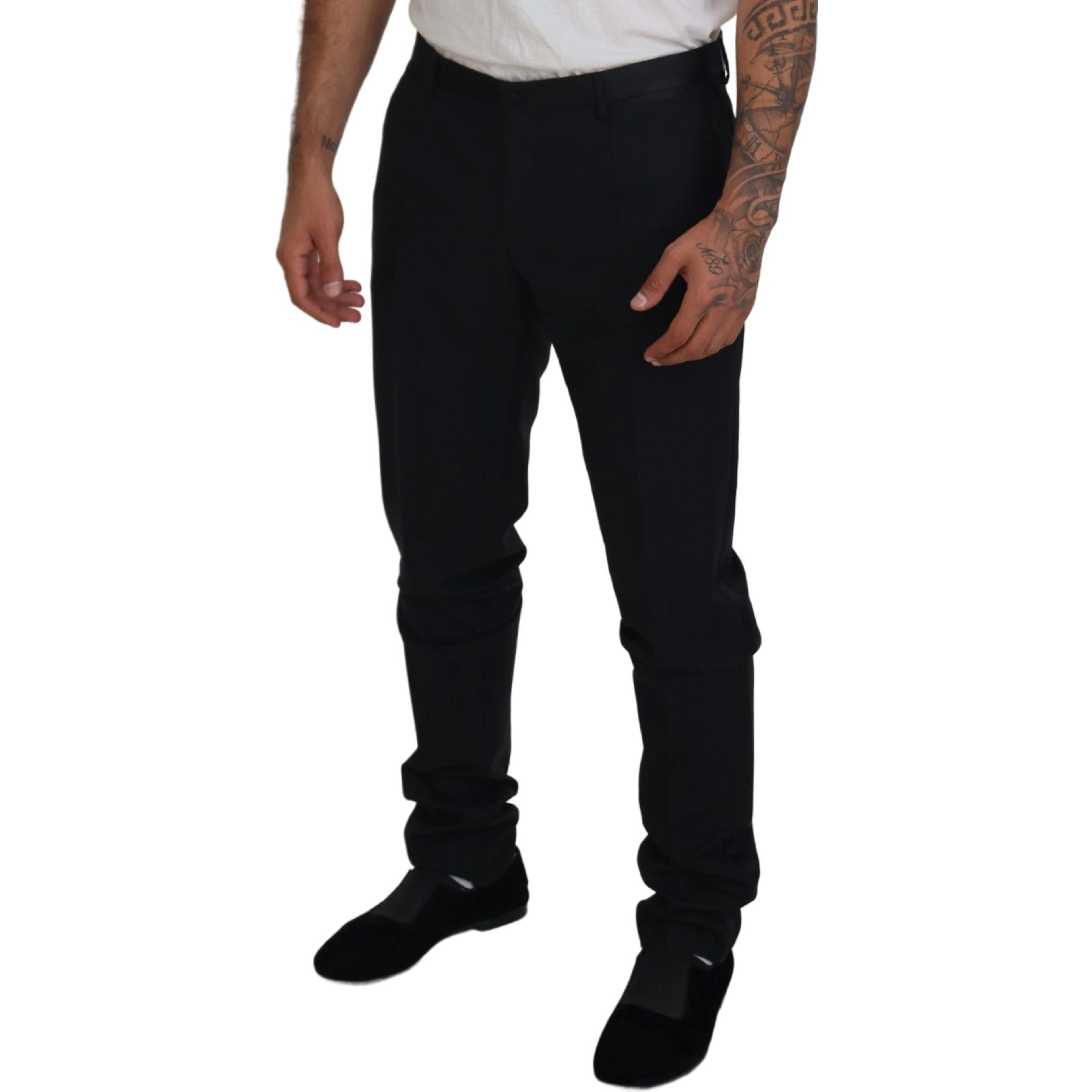Black Wool Chino Dress Formal Pants