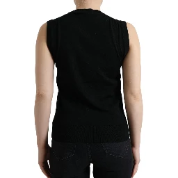 Black Bird Wool Knit Sleeveless Tank T-shirt