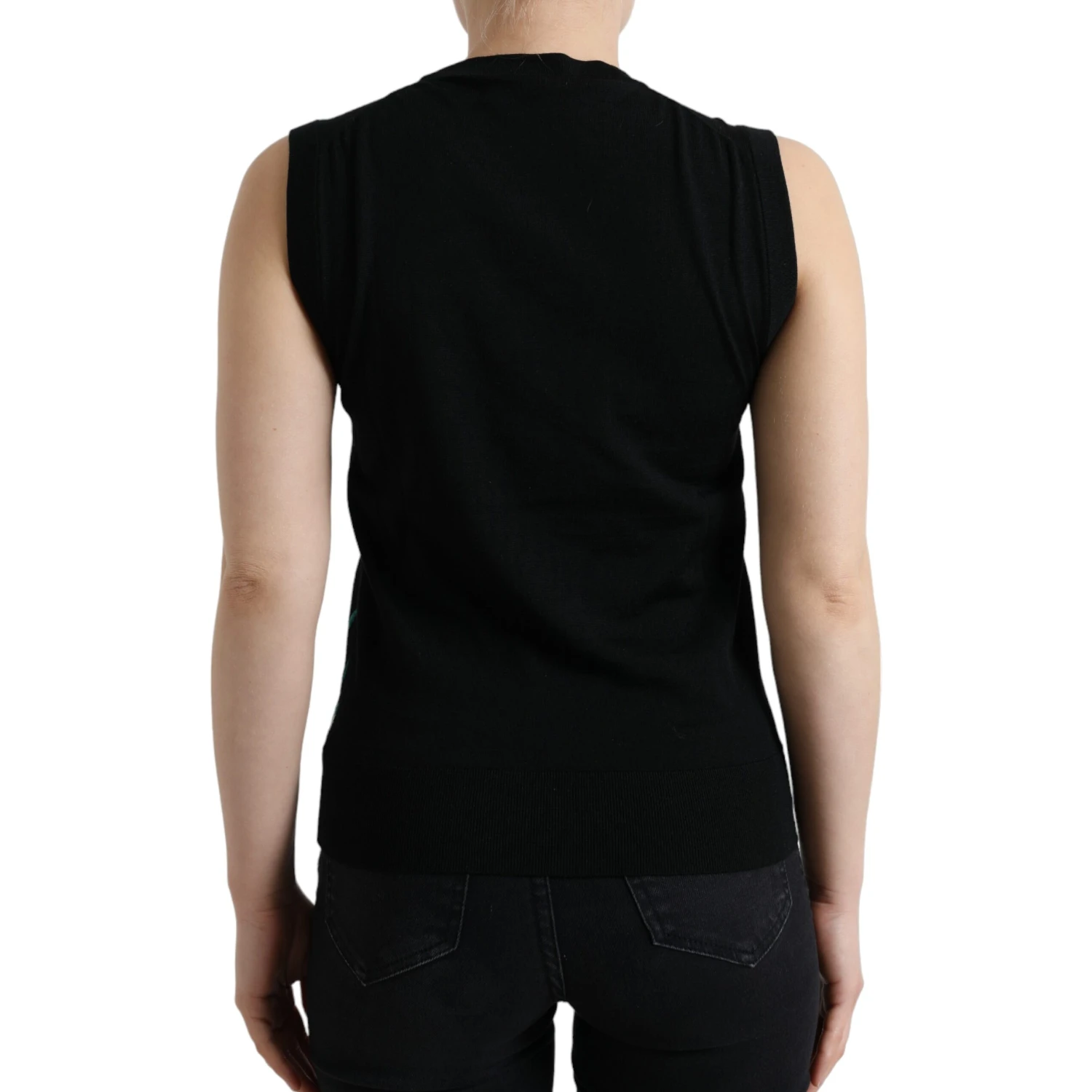 Black Bird Wool Knit Sleeveless Tank T-shirt