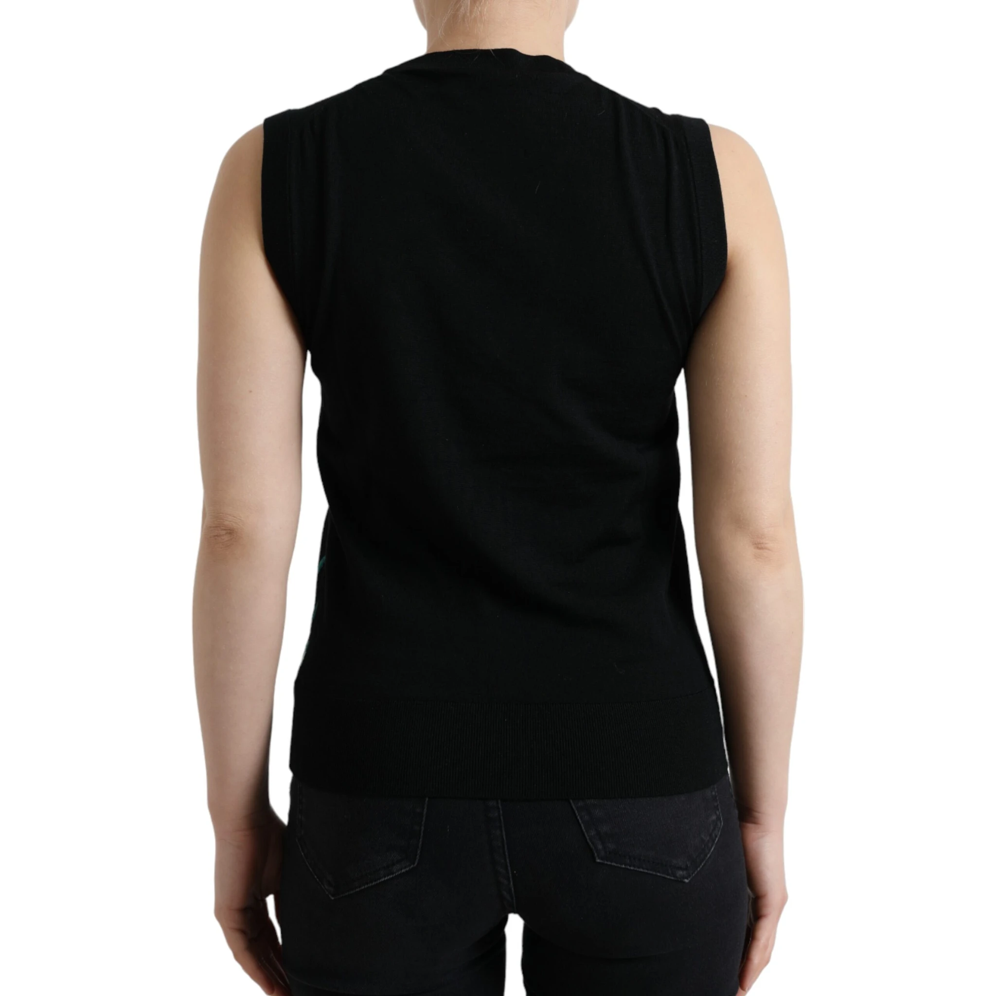 Black Bird Wool Knit Sleeveless Tank T-shirt