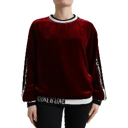 Bordeaux Velvet Crew Neck Pullover Sweater