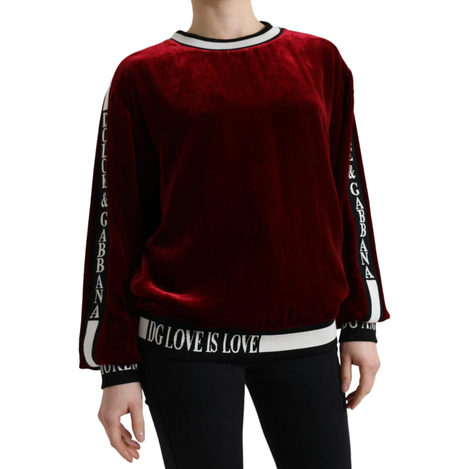 Bordeaux Velvet Crew Neck Pullover Sweater