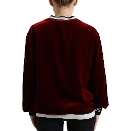 Bordeaux Velvet Crew Neck Pullover Sweater
