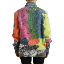 Multicolor Mohair Turtleneck Pullover Sweater