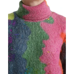 Multicolor Mohair Turtleneck Pullover Sweater