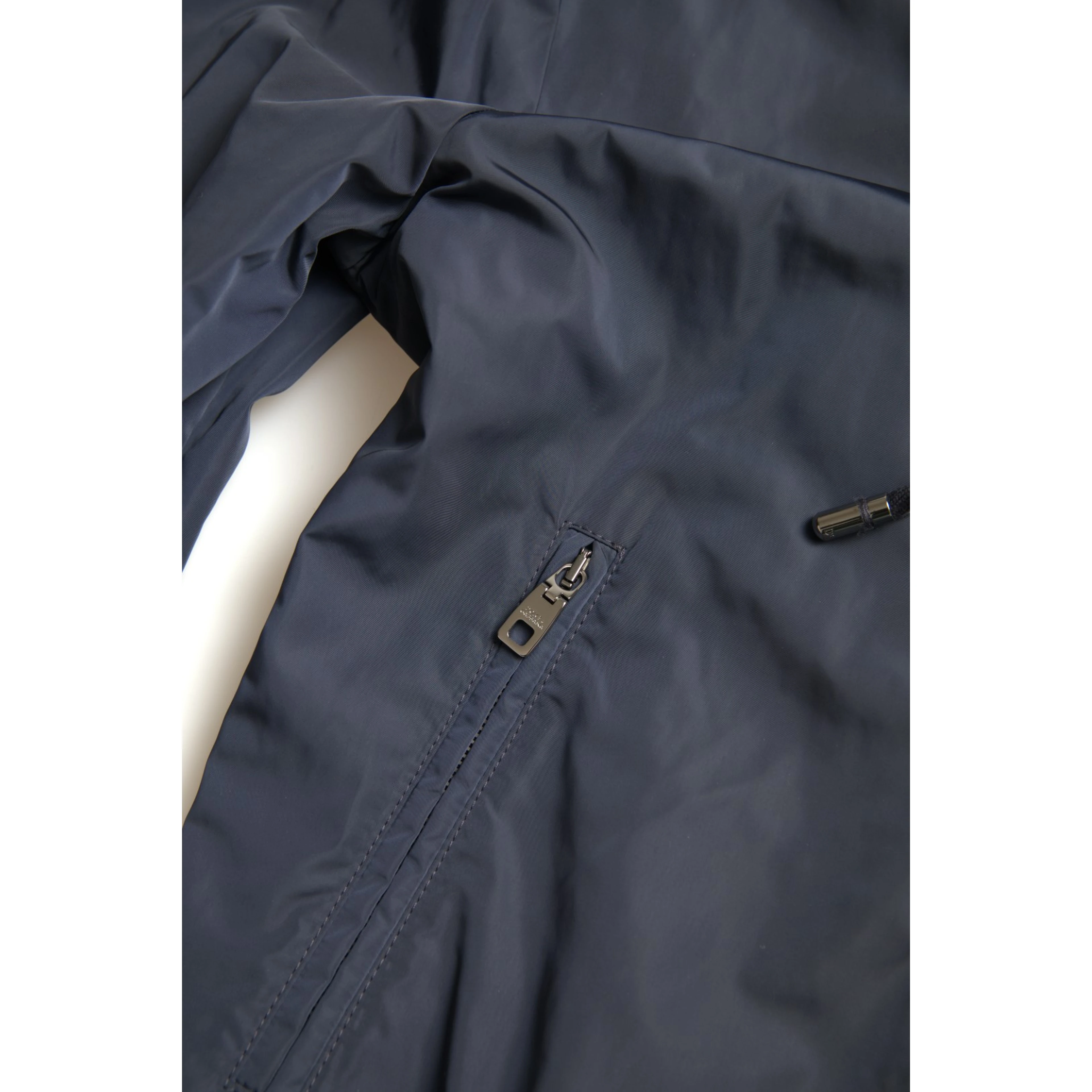 Blue Hooded Logo Polyester Full Zip Sweater