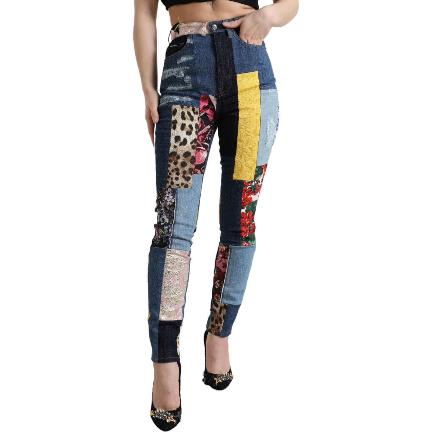 Multicolor Patchwork GRACE Skinny Denim Jeans