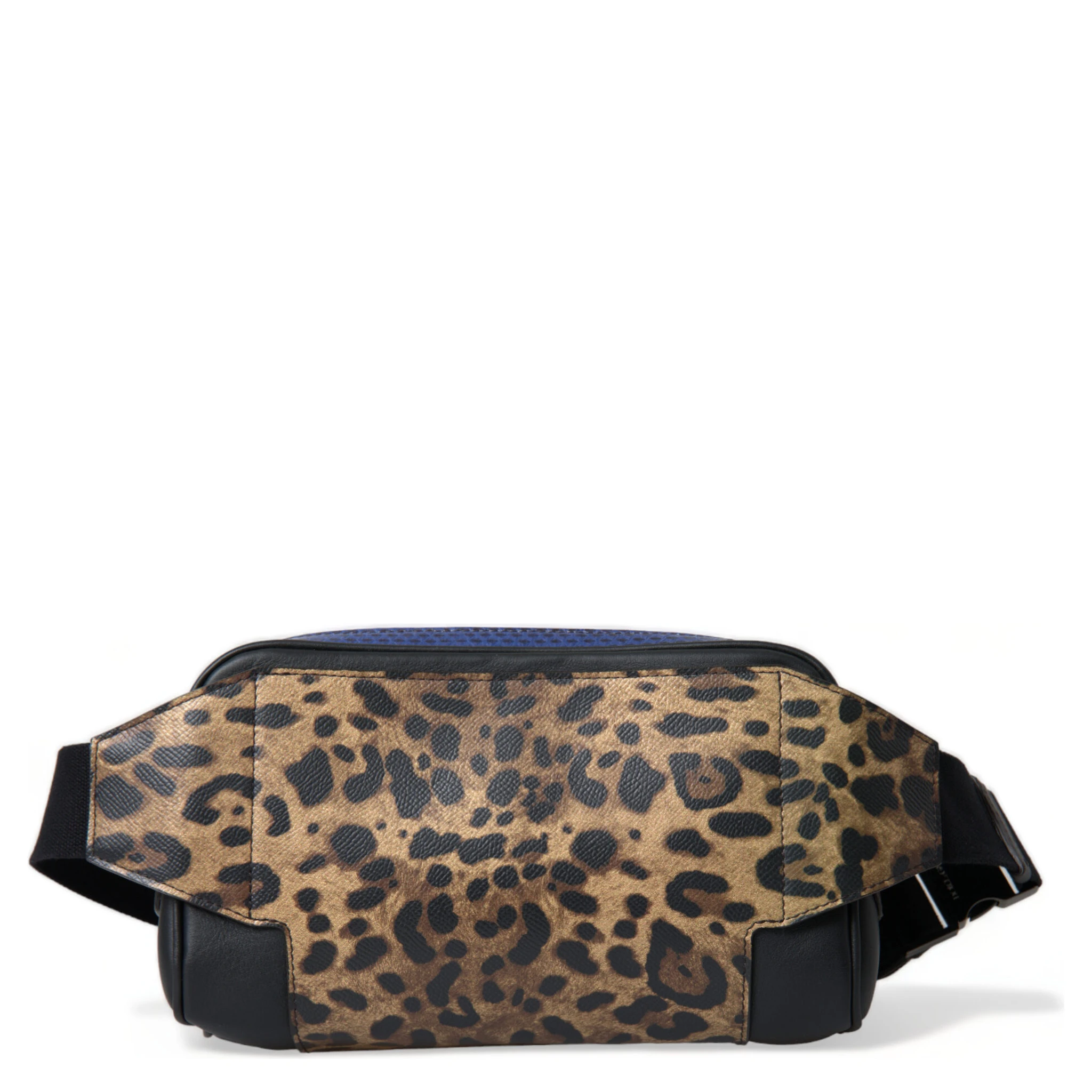 Black Exotic Leather Logo Belt Waist Fanny Pack Bag