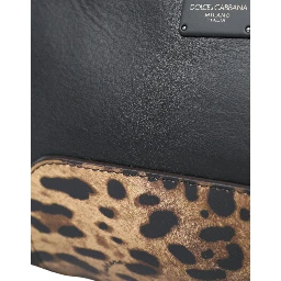 Black Exotic Leather Logo Belt Waist Fanny Pack Bag