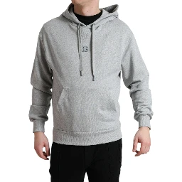 Gray Cotton Logo Hooded Sweatshirt Sweater
