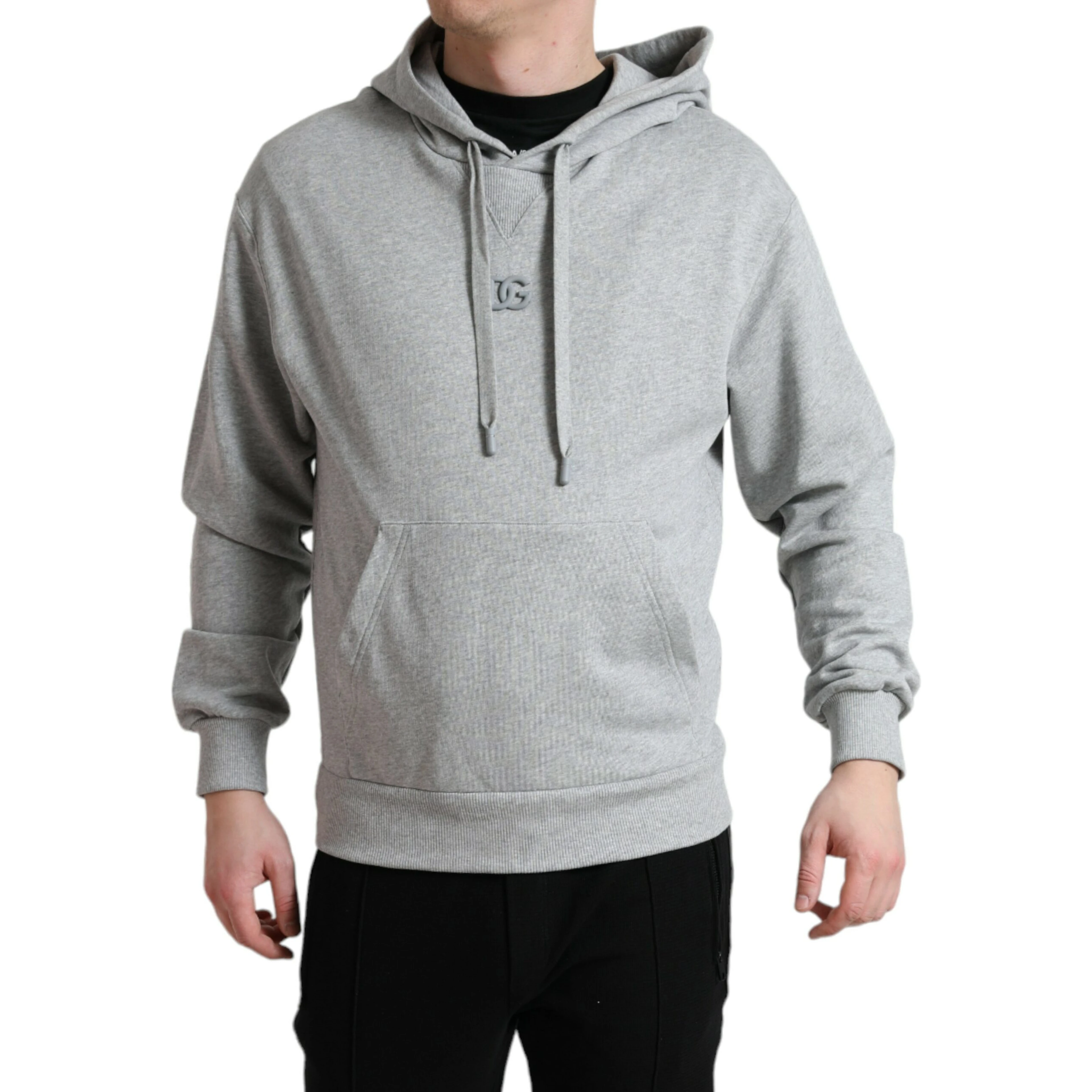 Gray Cotton Logo Hooded Sweatshirt Sweater