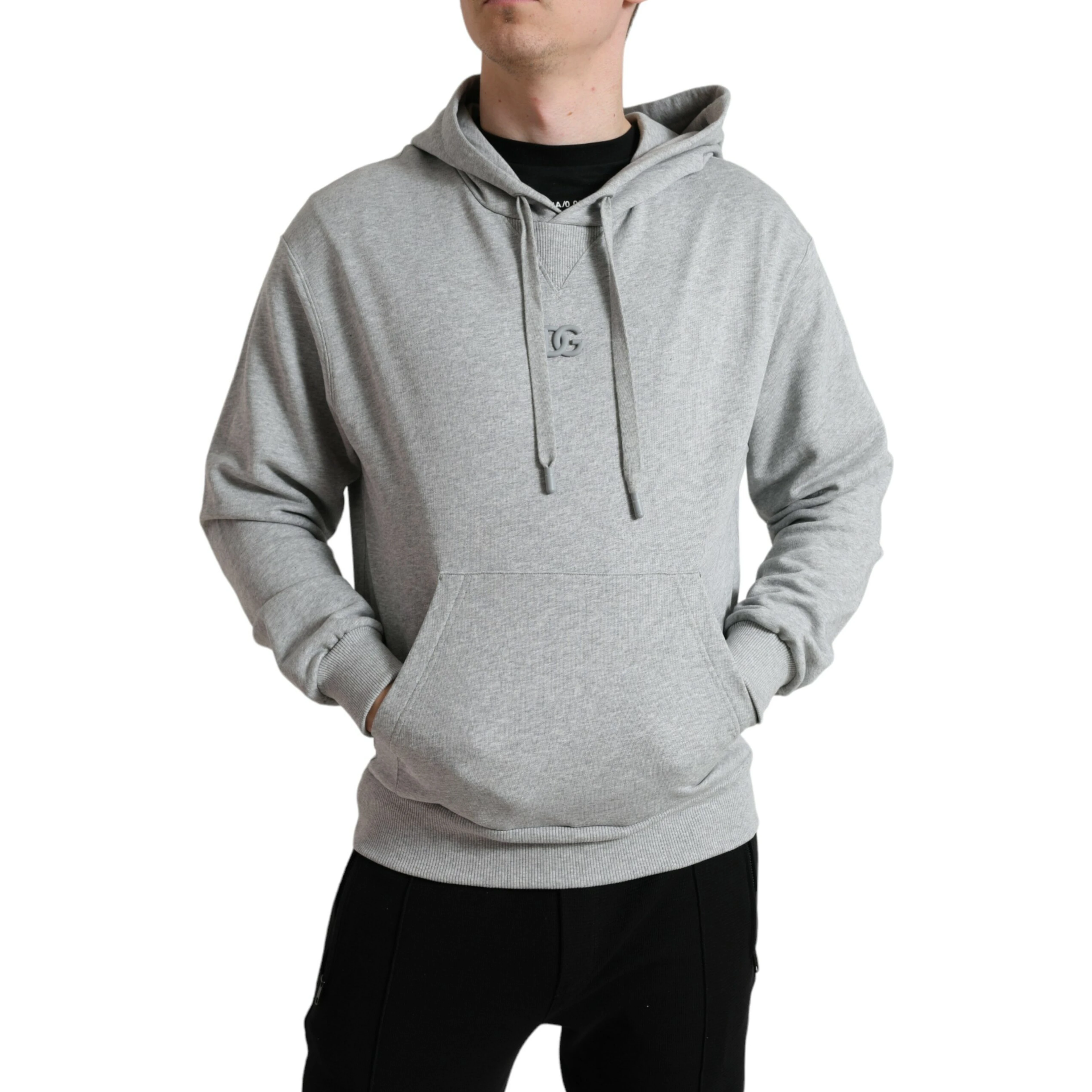 Gray Cotton Logo Hooded Sweatshirt Sweater