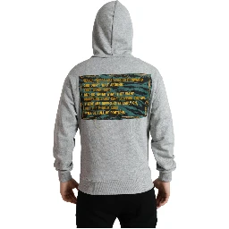 Gray Cotton Logo Hooded Sweatshirt Sweater