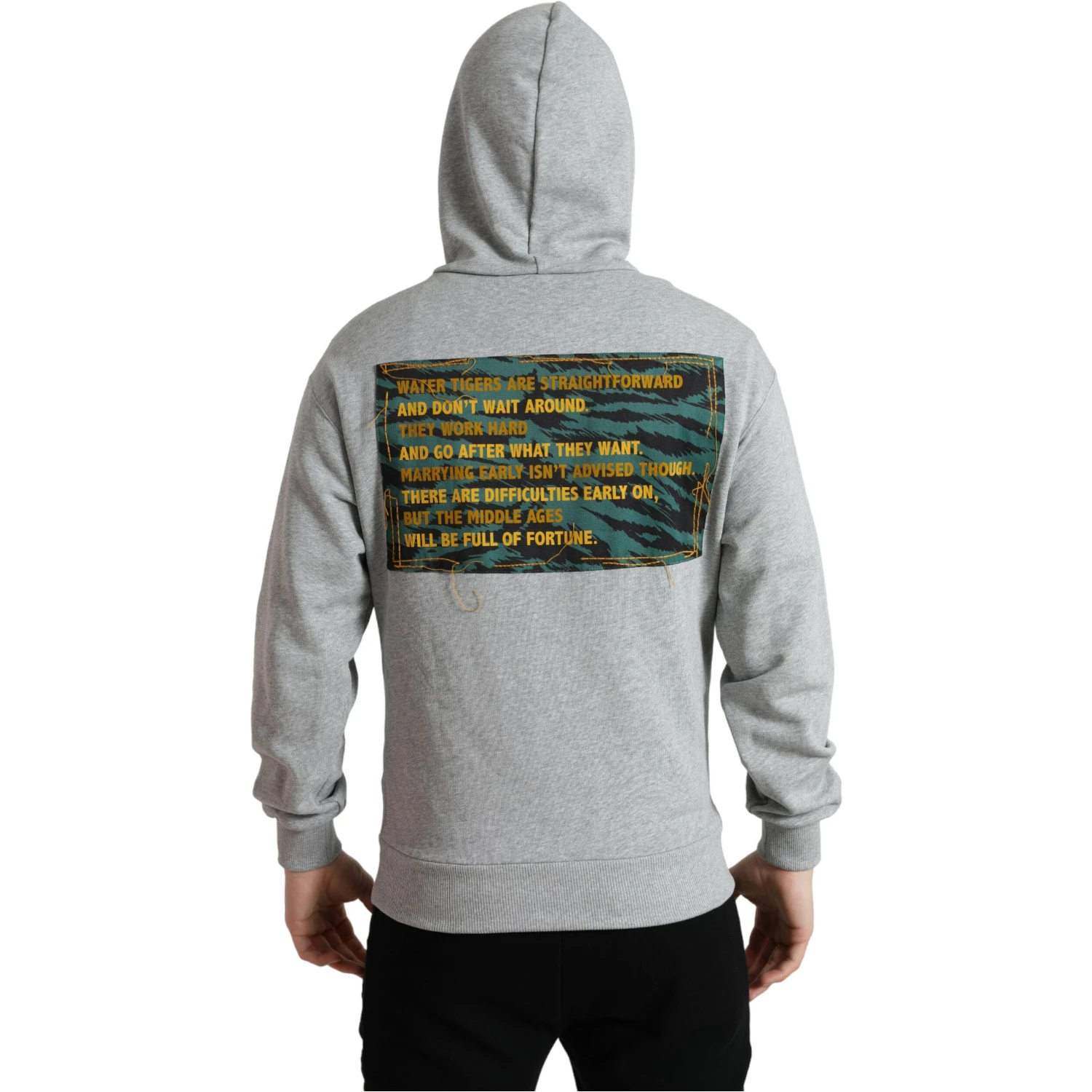 Gray Cotton Logo Hooded Sweatshirt Sweater
