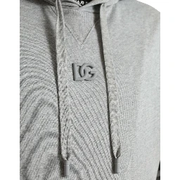 Gray Cotton Logo Hooded Sweatshirt Sweater