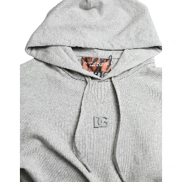 Gray Cotton Logo Hooded Sweatshirt Sweater