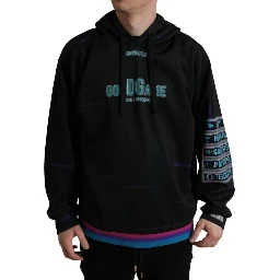 Black Logo Print Hooded Sweatshirt Sweater