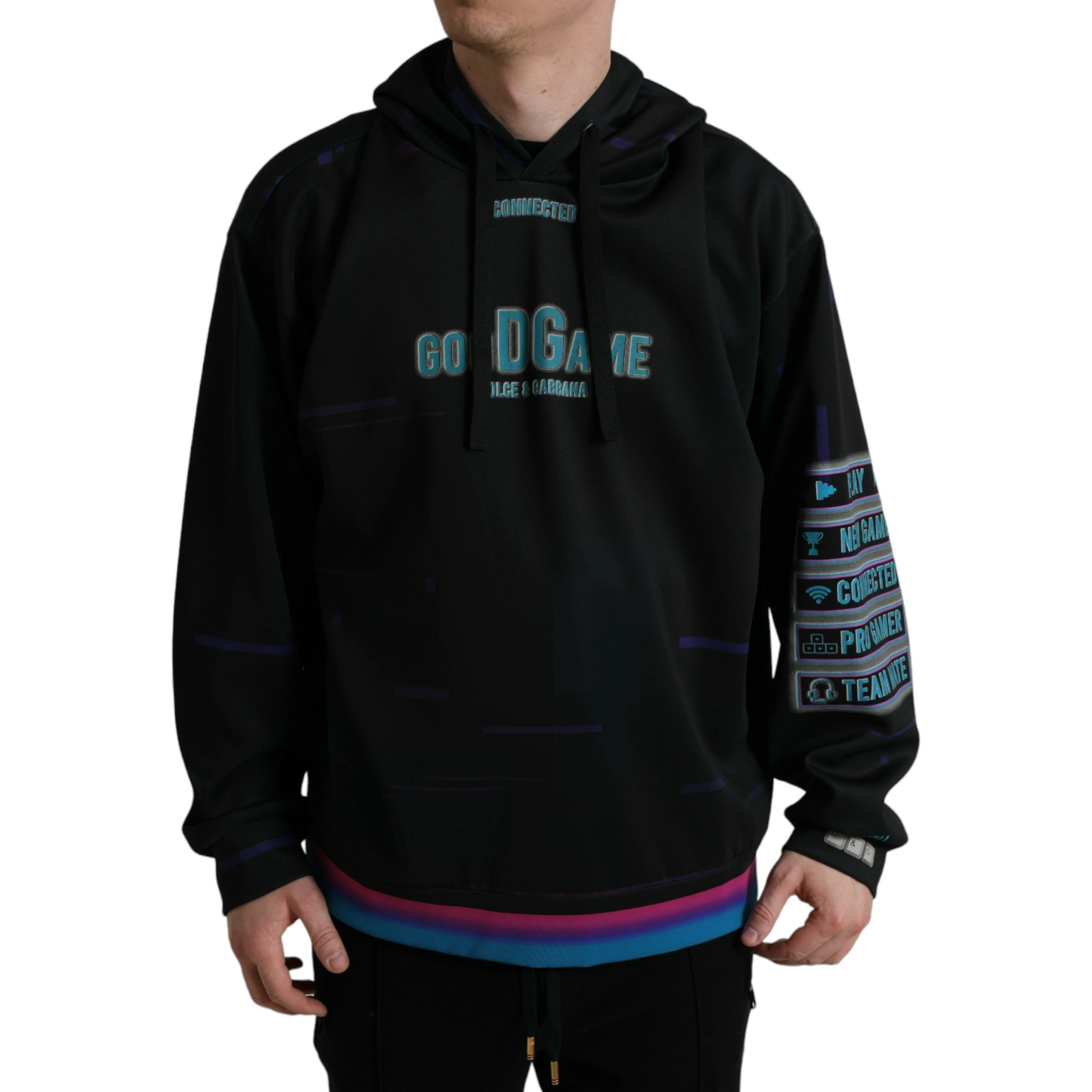 Black Logo Print Hooded Sweatshirt Sweater