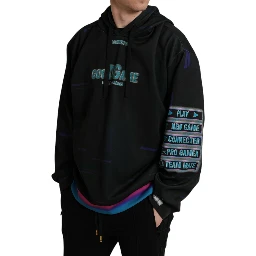 Black Logo Print Hooded Sweatshirt Sweater