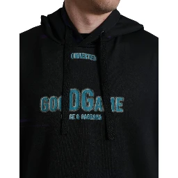 Black Logo Print Hooded Sweatshirt Sweater