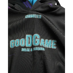 Black Logo Print Hooded Sweatshirt Sweater