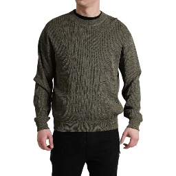 Green Viscose Crew Neck Men Pullover Sweater