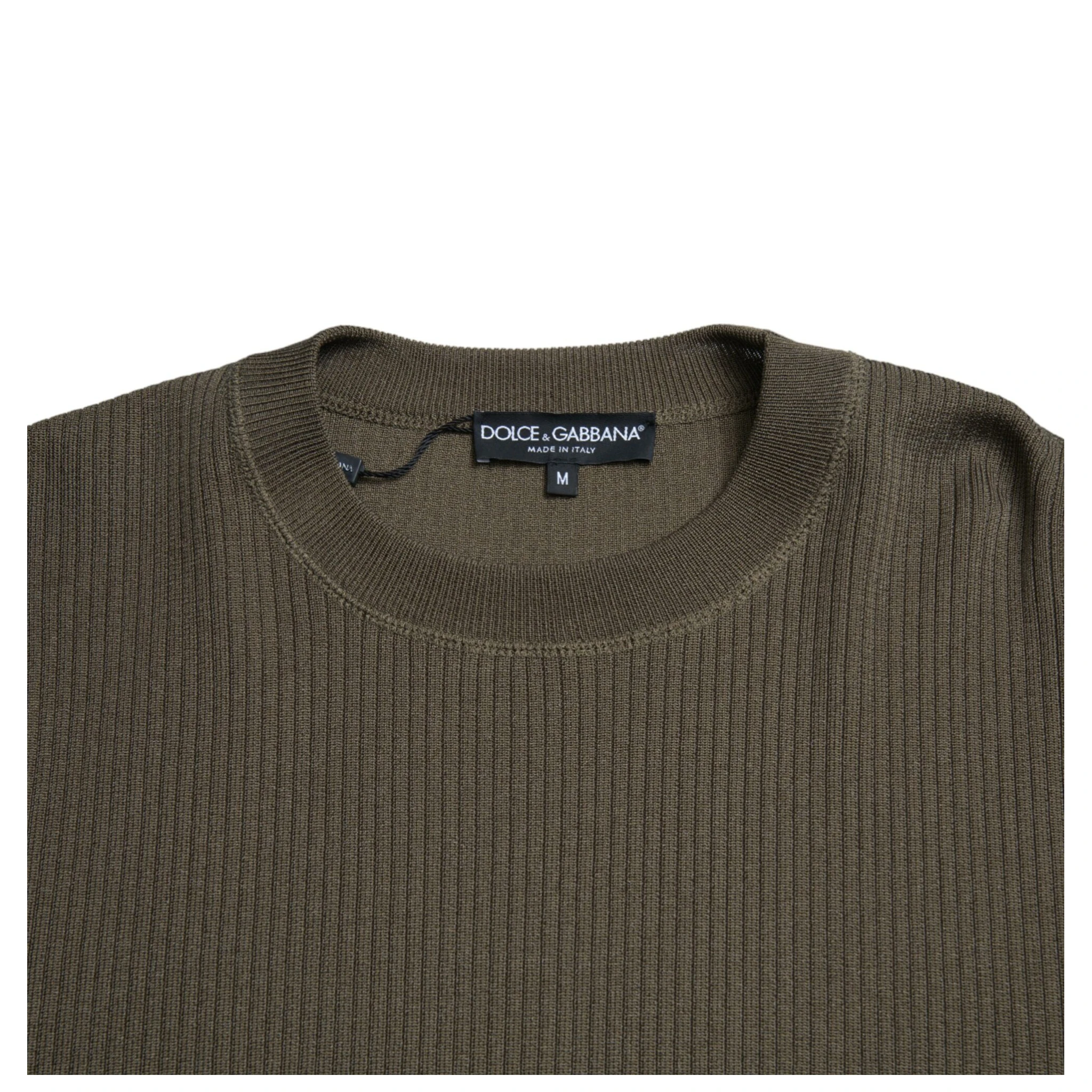 Green Viscose Crew Neck Men Pullover Sweater