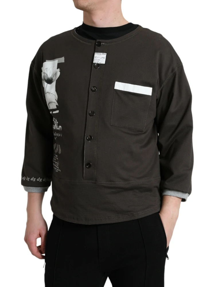 Dark Gray Cotton Button Down Pullover Sweater alternative