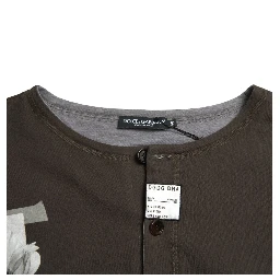 Dark Gray Cotton Button Down Pullover Sweater