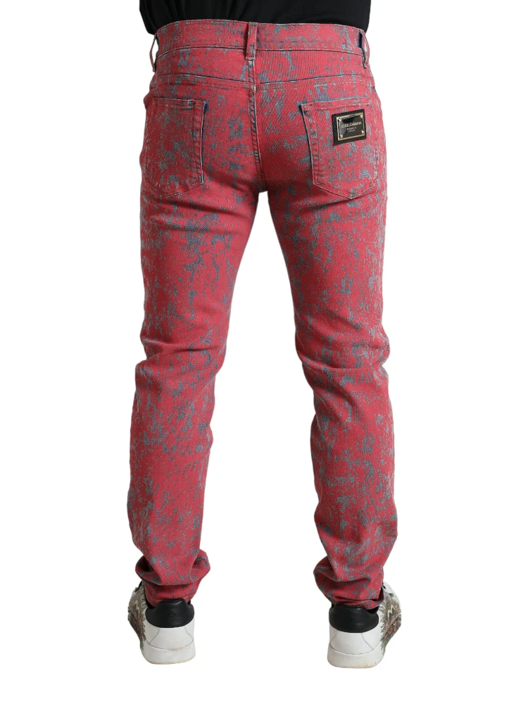 Red Cotton Dye Slim Fit Men Denim Jeans alternative