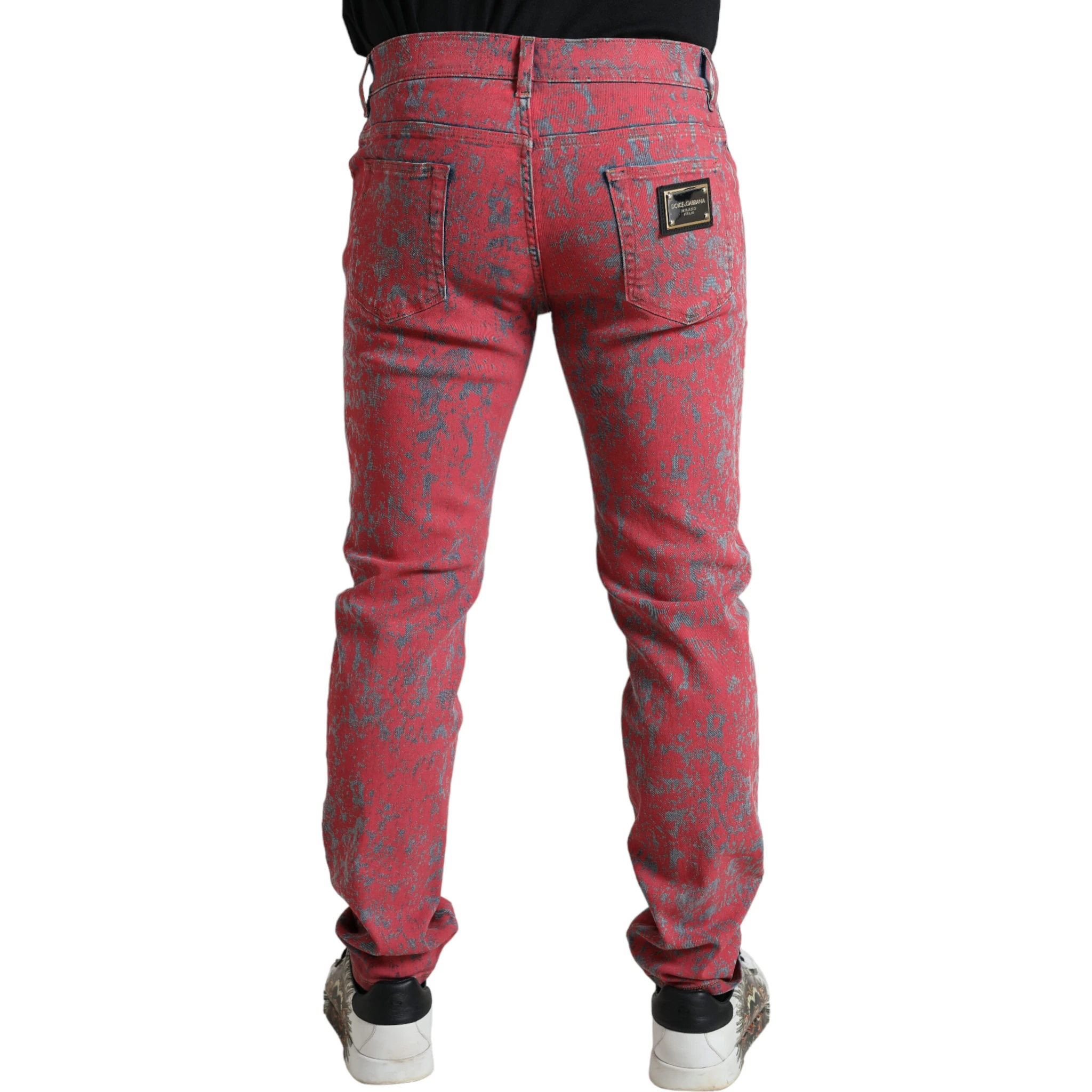 Red Cotton Dye Slim Fit Men Denim Jeans