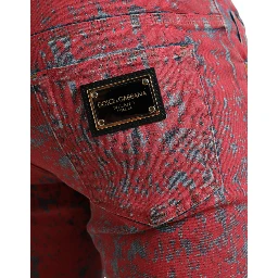 Red Cotton Dye Slim Fit Men Denim Jeans