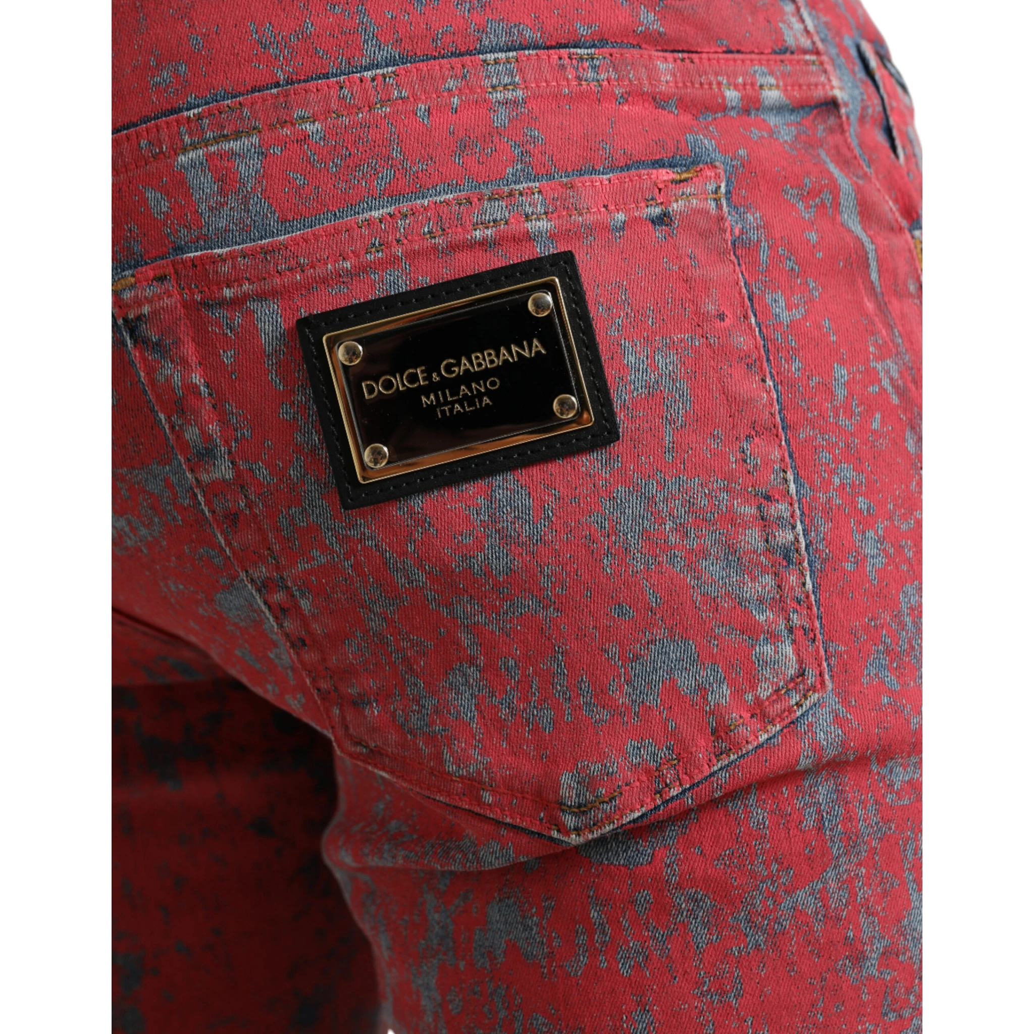 Red Cotton Dye Slim Fit Men Denim Jeans